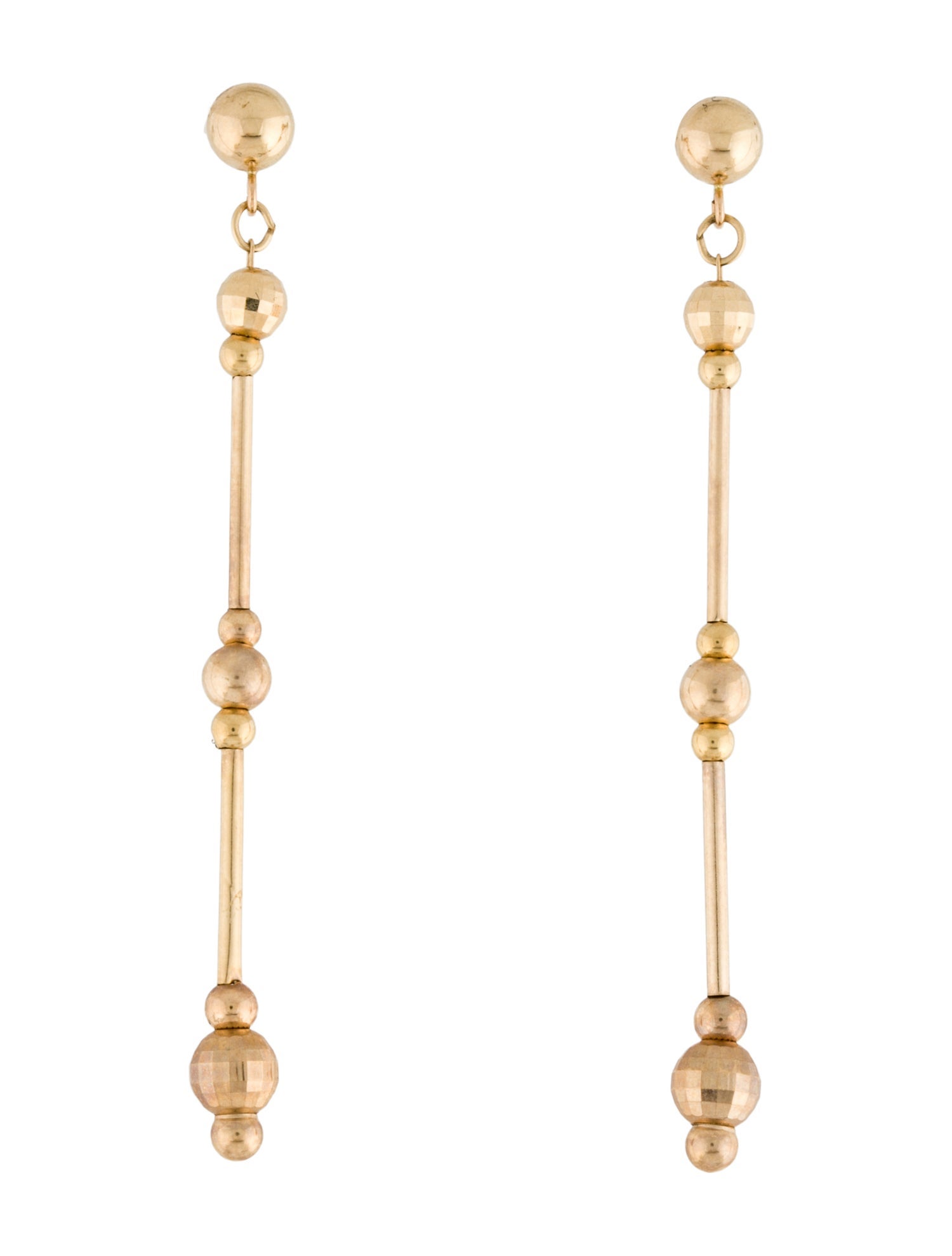 Earrings 14K Textured Bead Drop Earrings