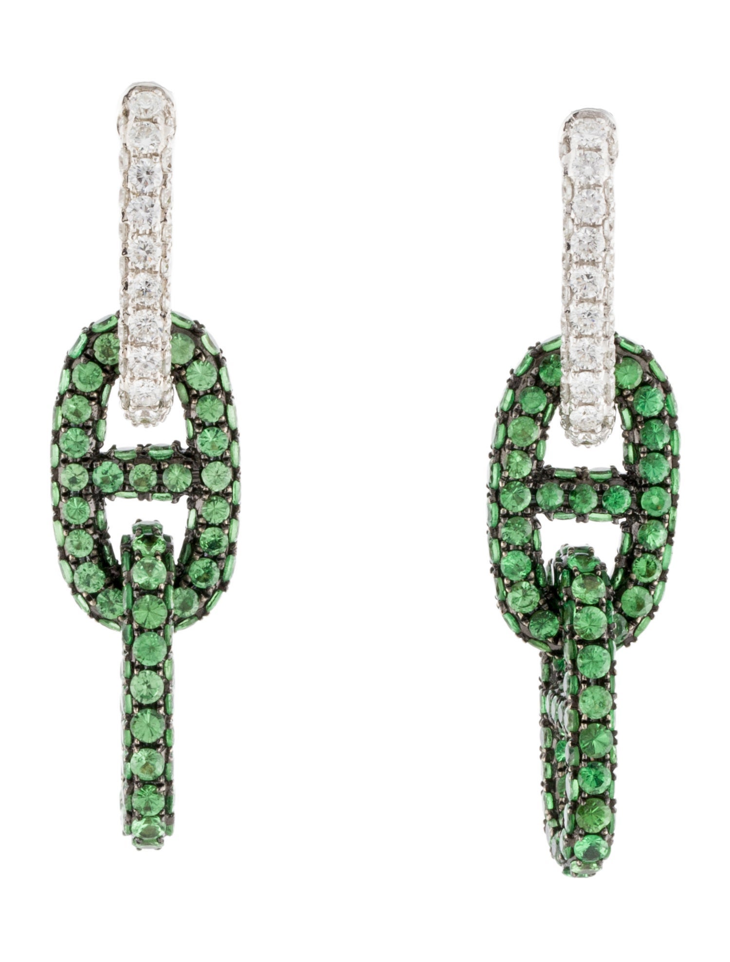 Earrings 18K 10.41ctw Tsavorite Garnet & Diamond Drop Earrings