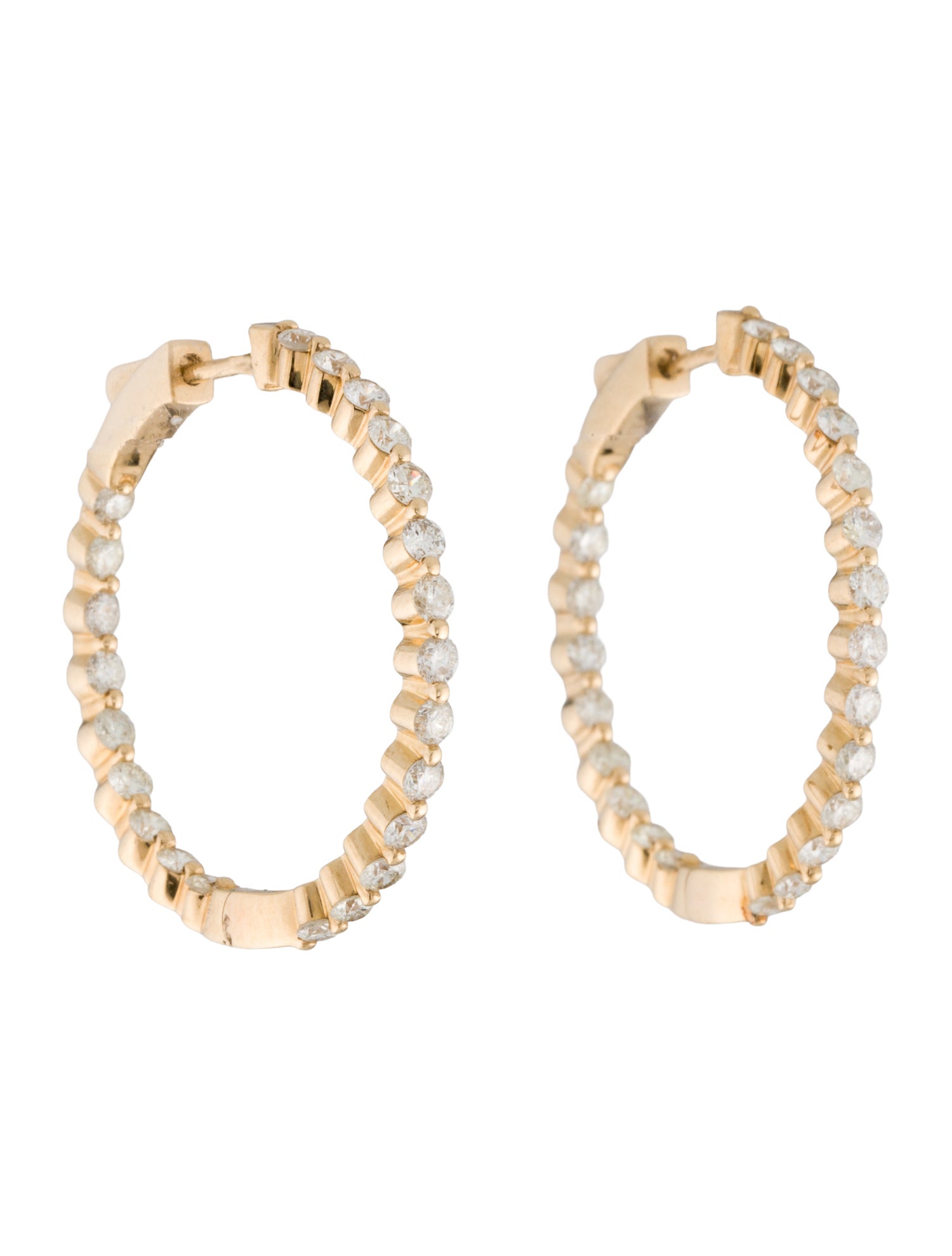 Earrings 14K 2.09ctw Diamond Inside Out Hoop