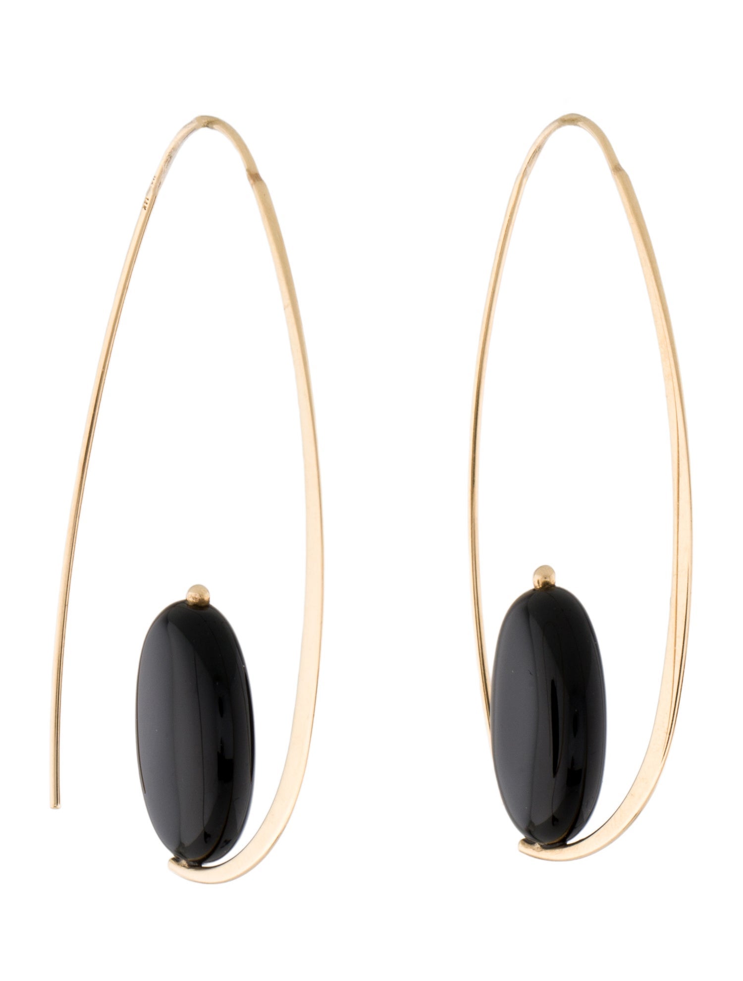 Earrings 14K Onyx Drop Hoop Earrings