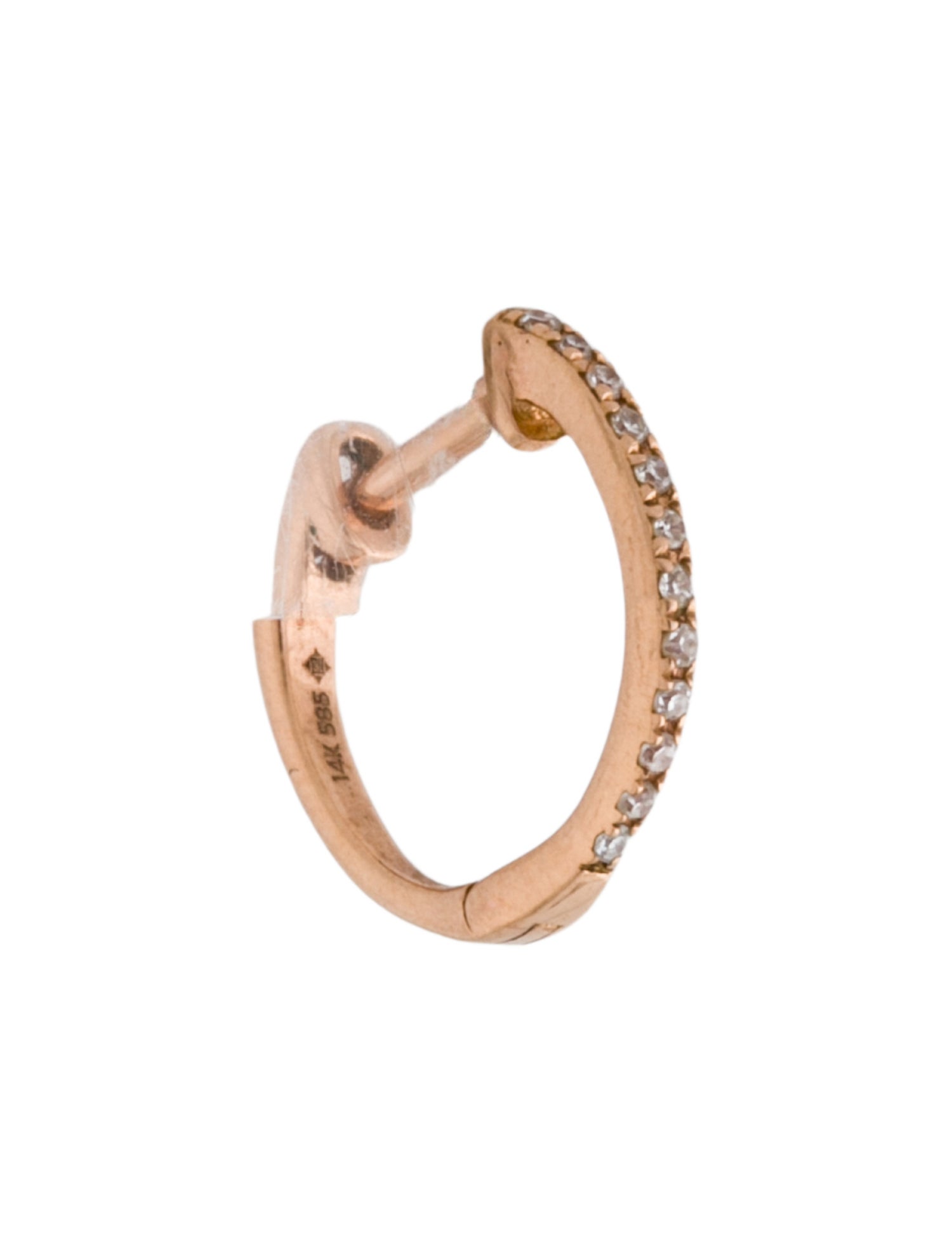 Earrings 14K Diamond Single Huggie Hoop Earring