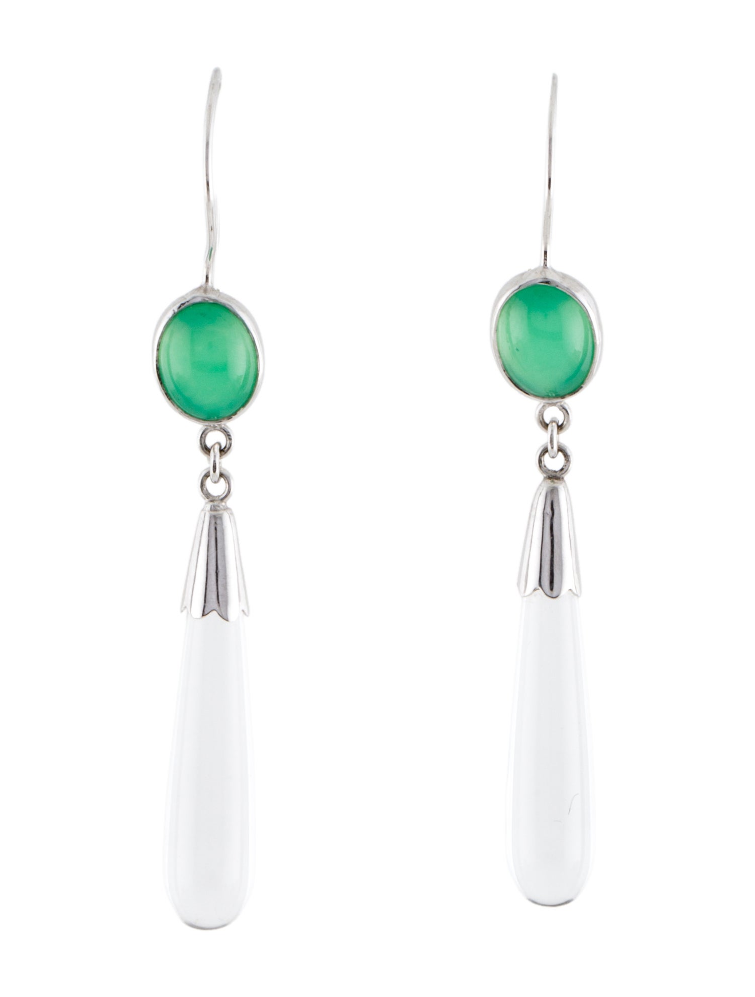 Earrings 18K Chrysoprase & Quartz Drop Earrings