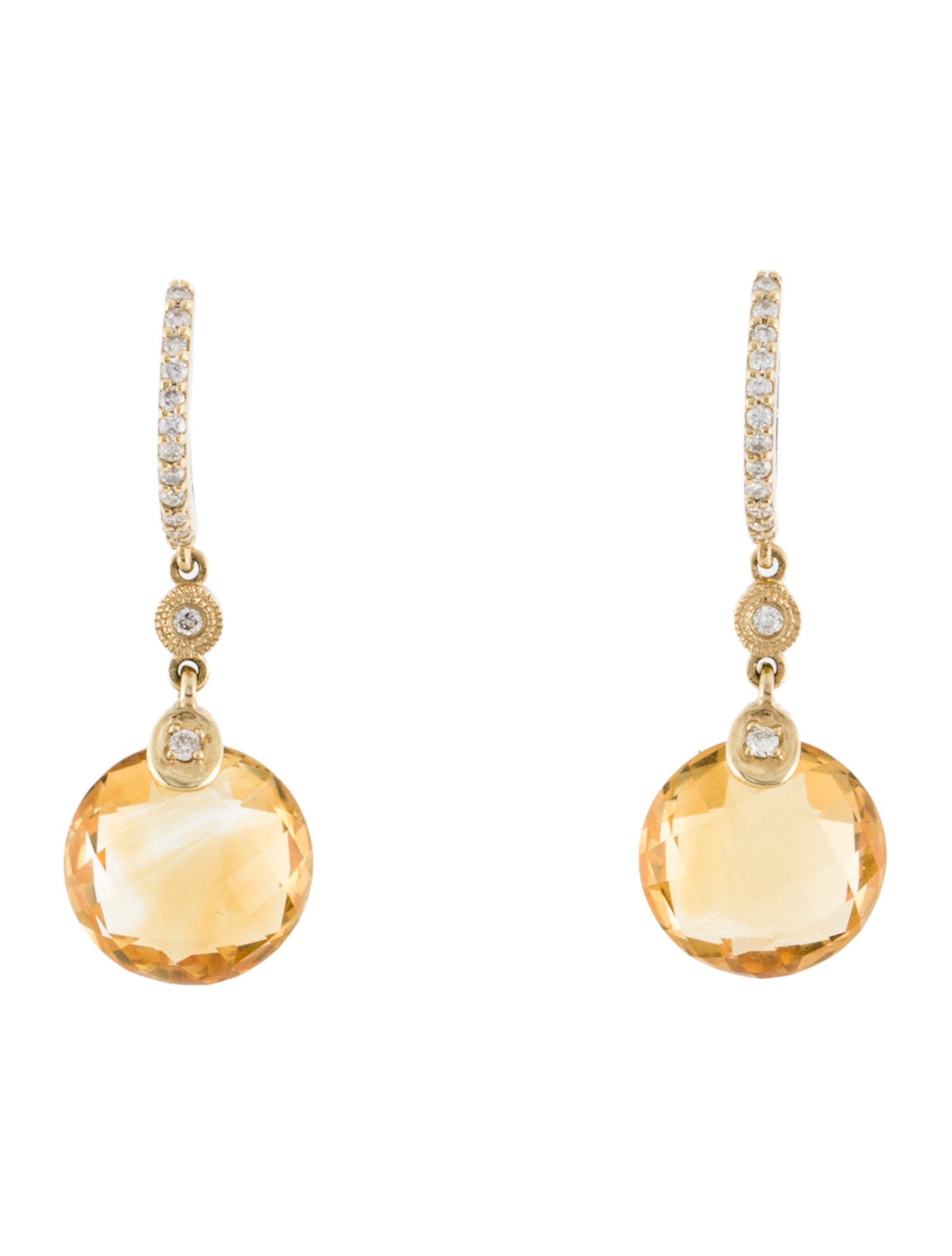 Earrings 14K Citrine & Diamond Drop Earrings
