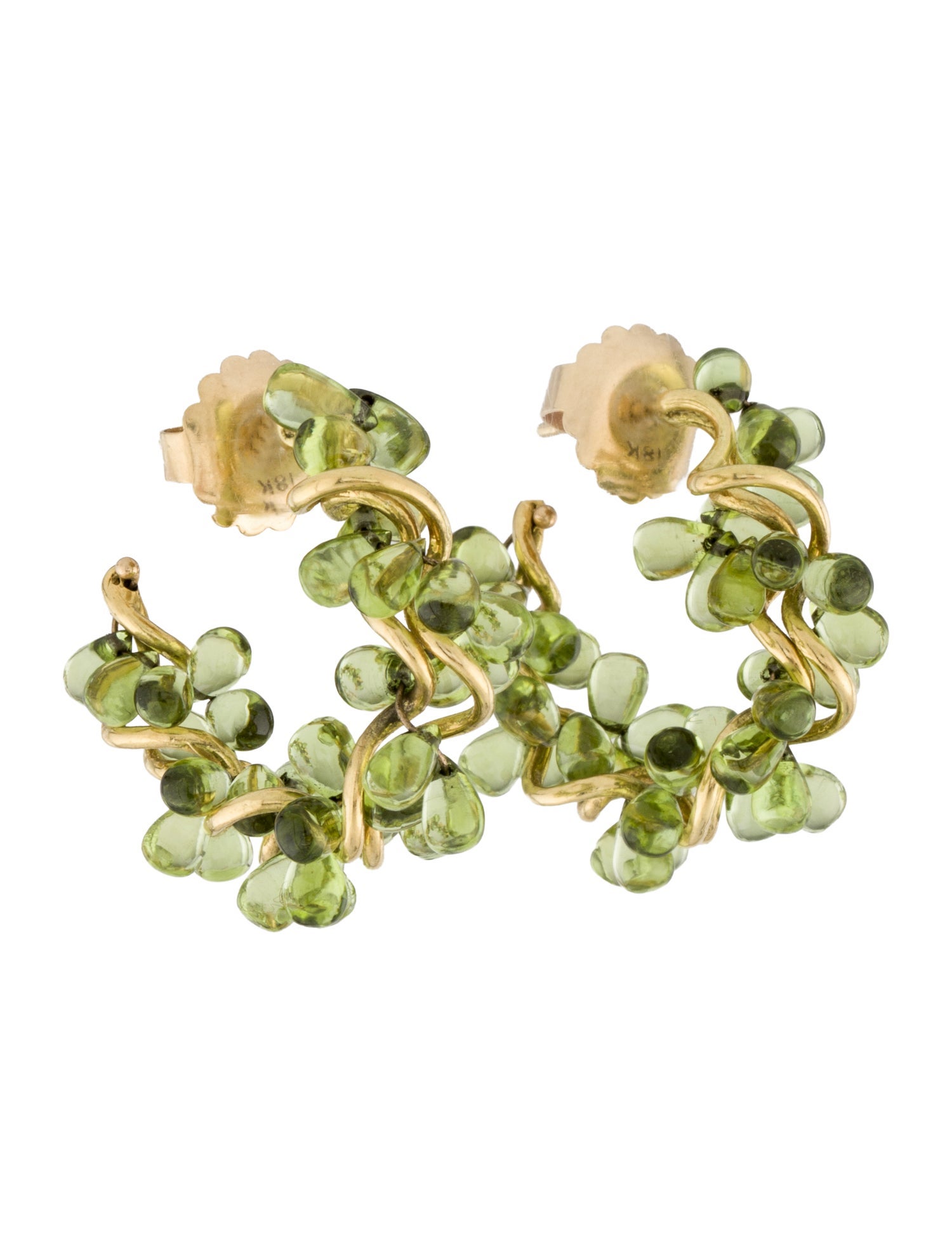 Earrings 18K Peridot Bead Hoop Earrings