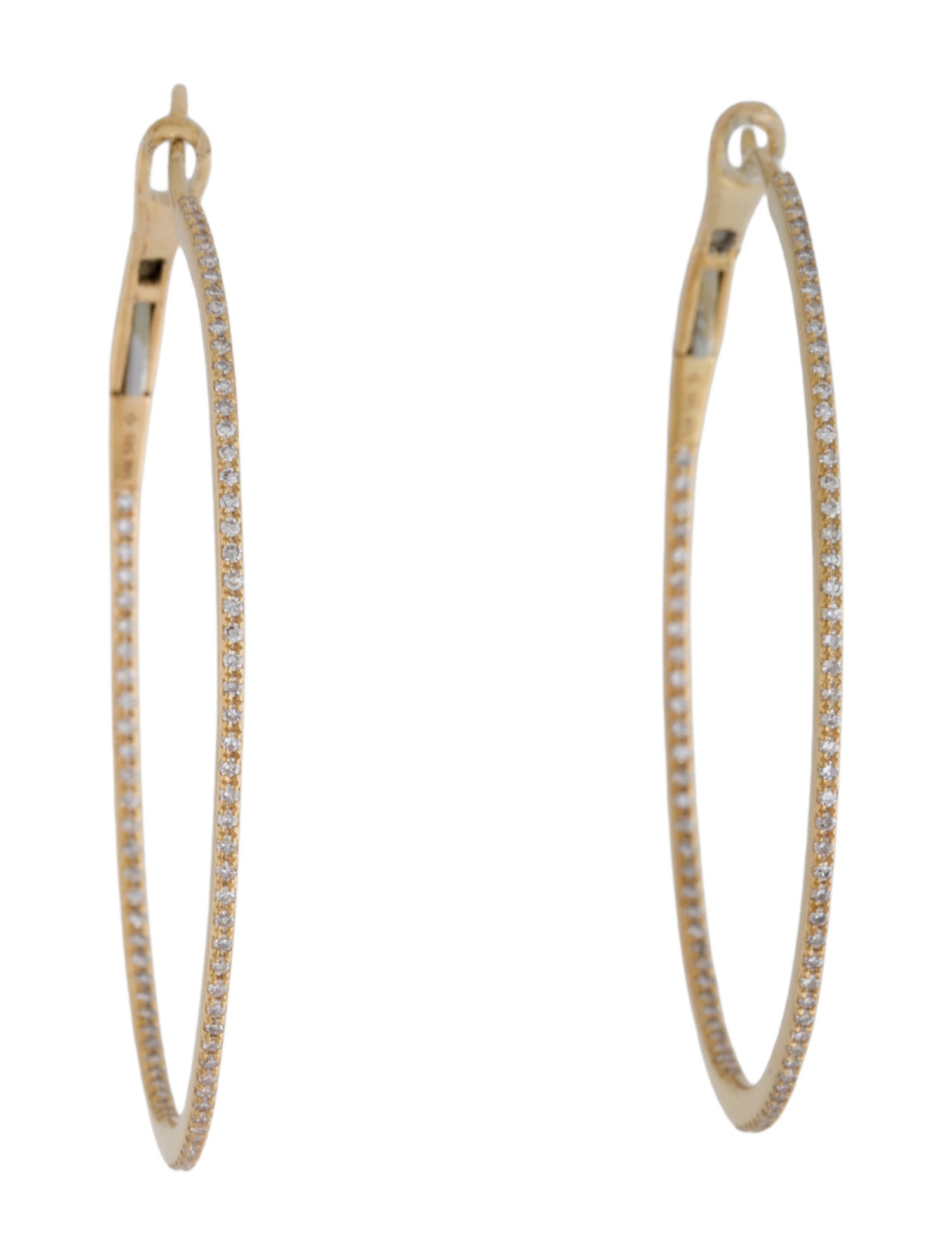 Earrings 14K Diamond Oval Hoop