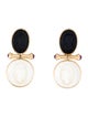 Earrings 14K Mother-of-Pearl, Onyx & Ruby Cameo Clip-On Drop Earrings