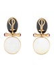 Earrings 14K Mother-of-Pearl, Onyx & Ruby Cameo Clip-On Drop Earrings