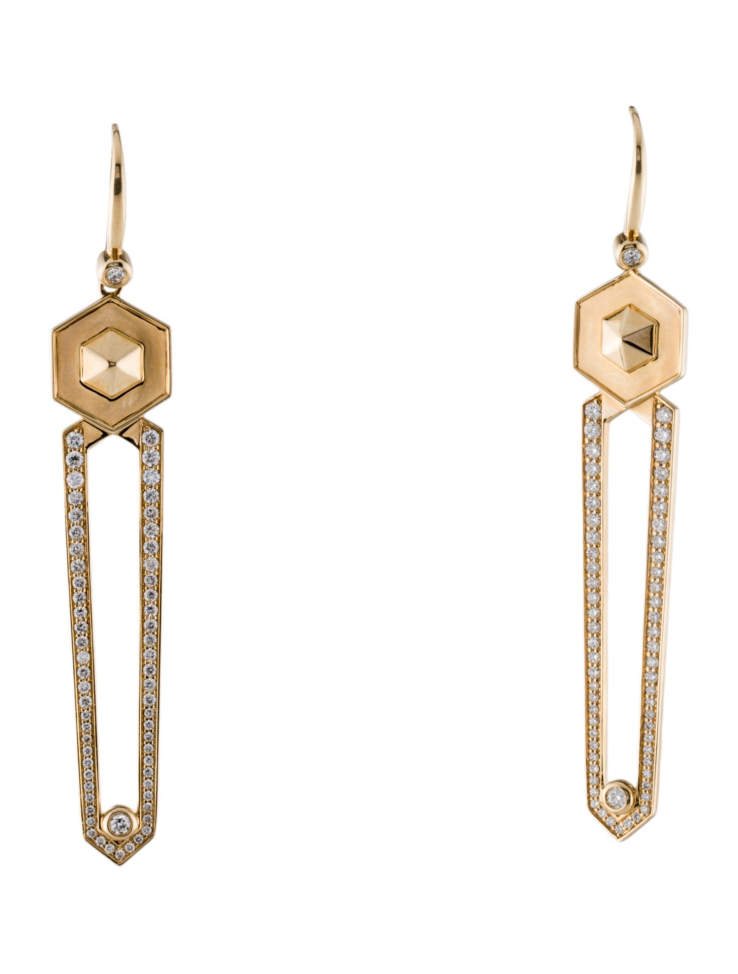 Earrings 14K Diamond Geometric Drop Earrings