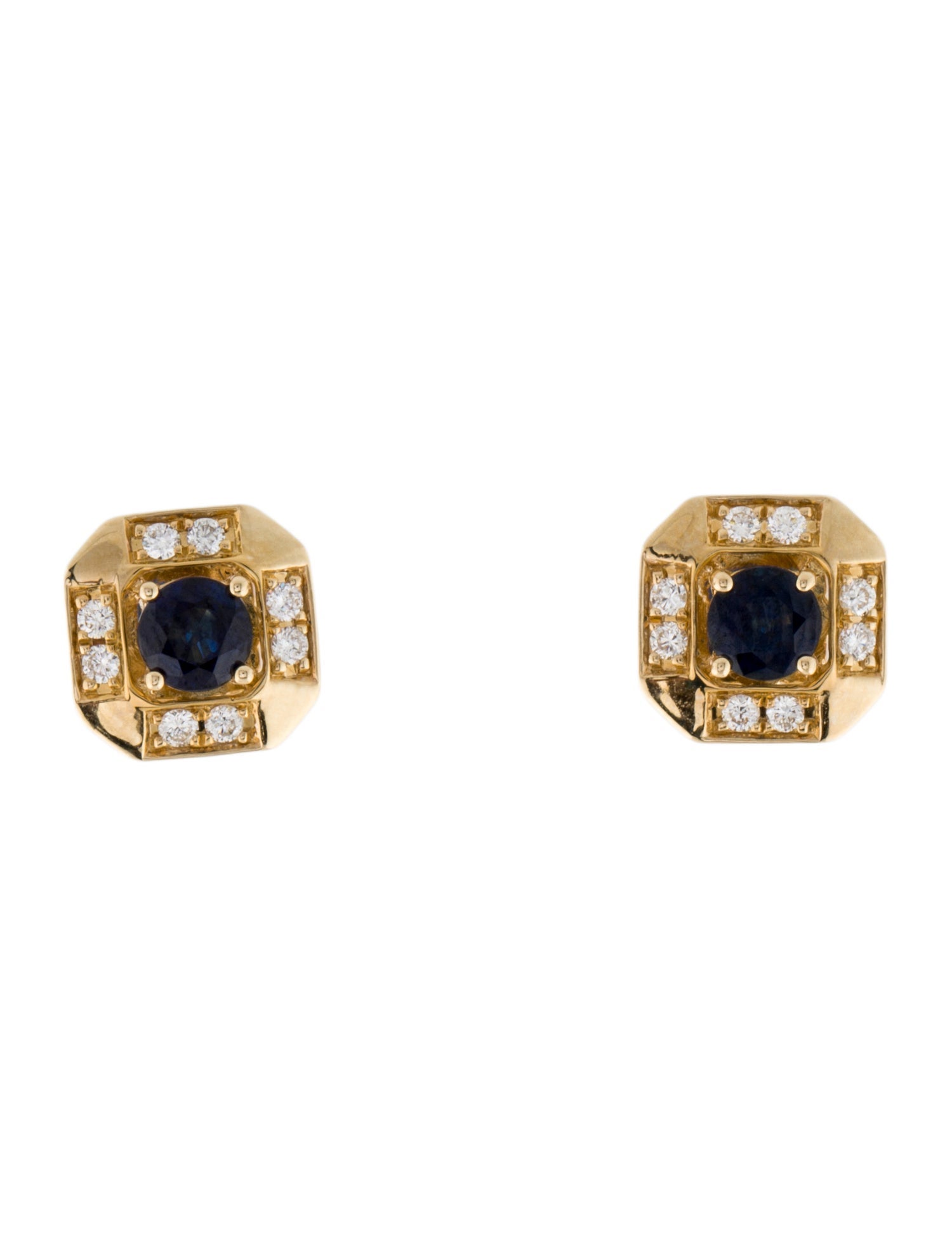 Earrings 14K Sapphire & Diamond Stud Earrings