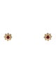 Earrings 14K Ruby & Diamond Flower Stud Earrings