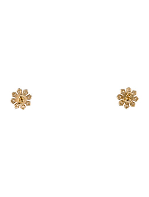 Earrings 14K Ruby & Diamond Flower Stud Earrings
