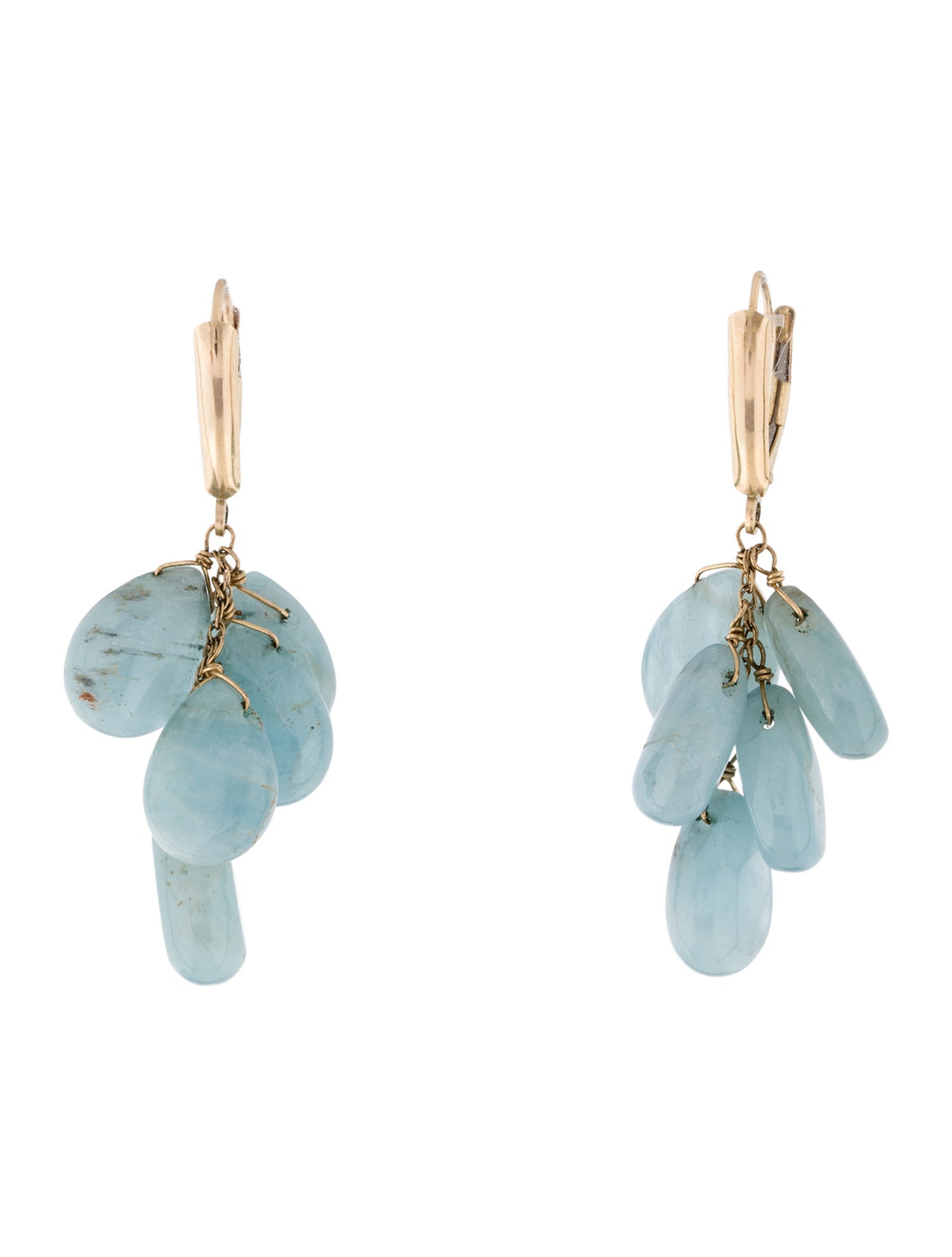 Earrings 14K Aquamarine Dangle Drop
