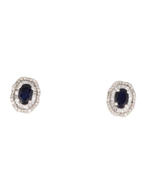 Earrings 14K Sapphire & Diamond Stud Earrings