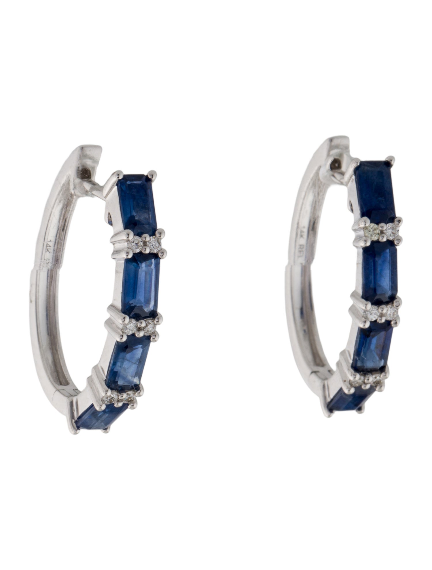 Earrings 14K 2.35ctw Sapphire & Diamond Hoop