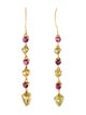 Earrings 18K Sphene, Ruby & Sapphire Drop Earrings