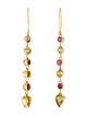Earrings 18K Sphene, Ruby & Sapphire Drop Earrings