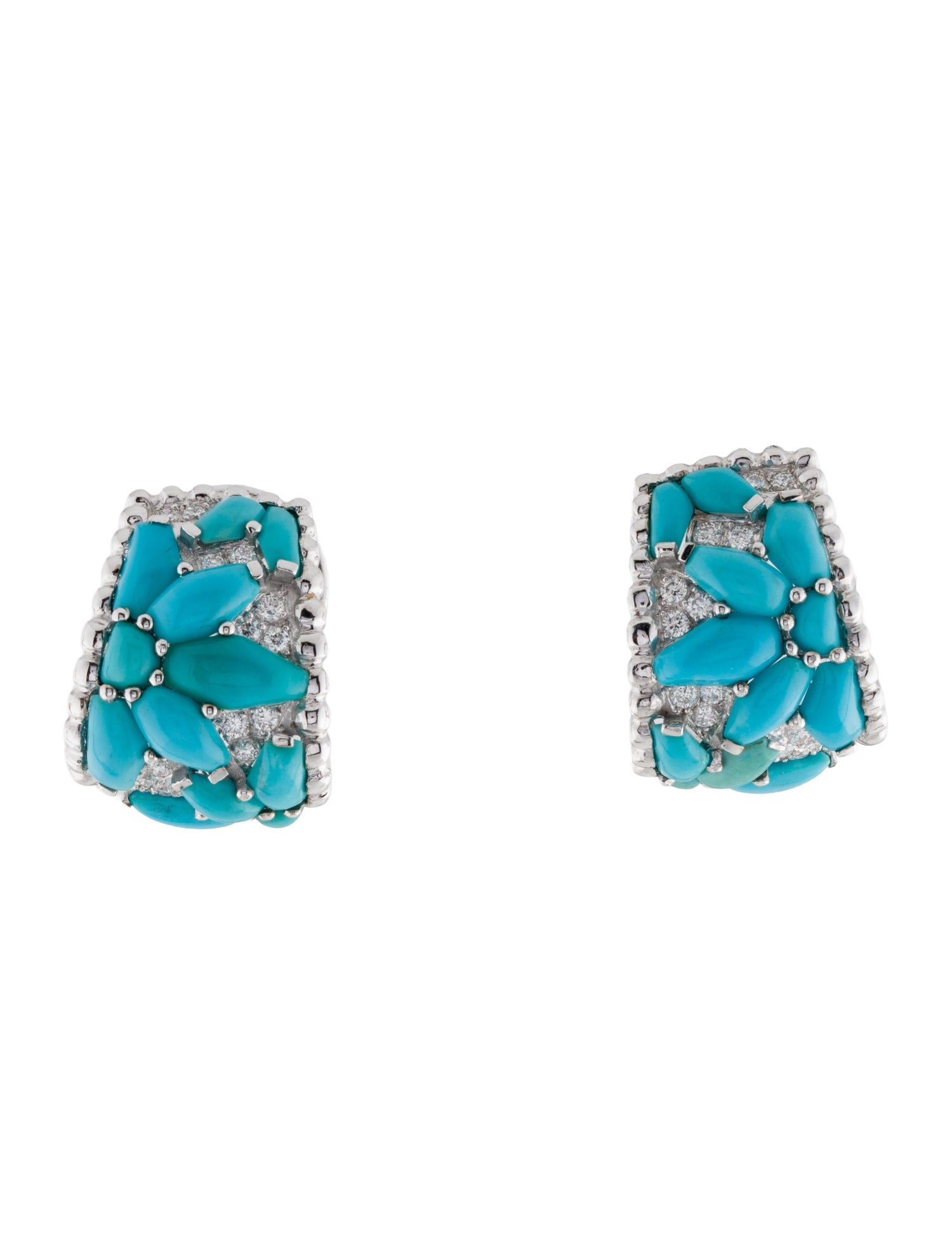 Earrings 18K Turquoise & Diamond Earclips