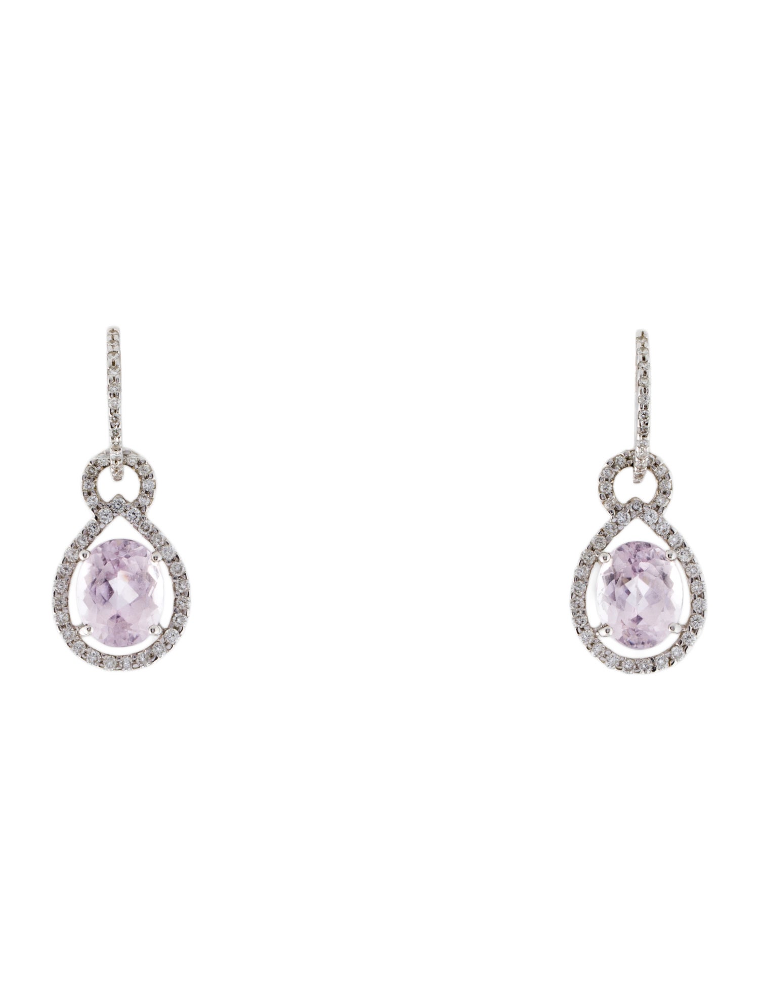 Earrings 18K Kunzite & Diamond Drop Earrings