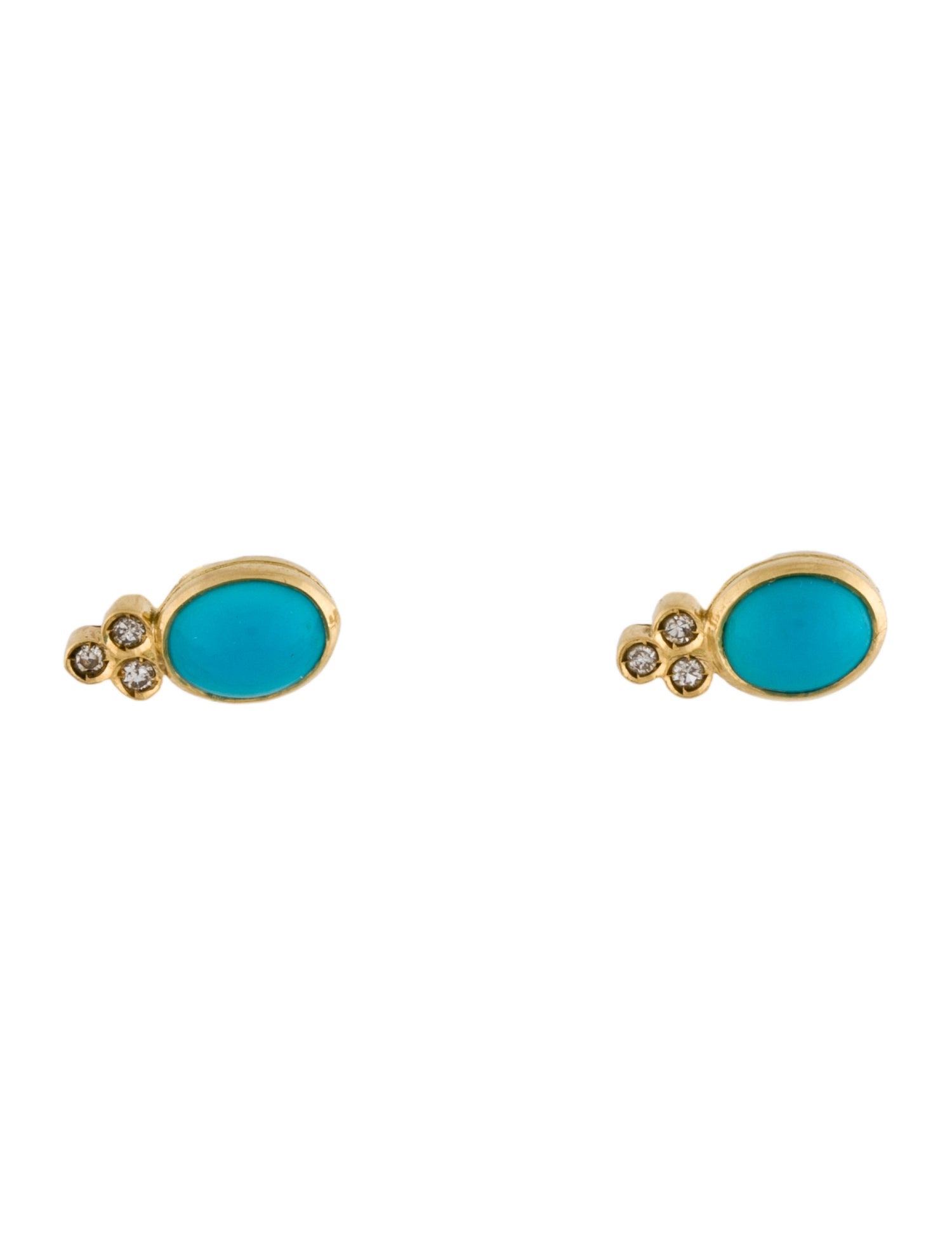 Earrings 18K Turquoise & Diamond Stud Earrings