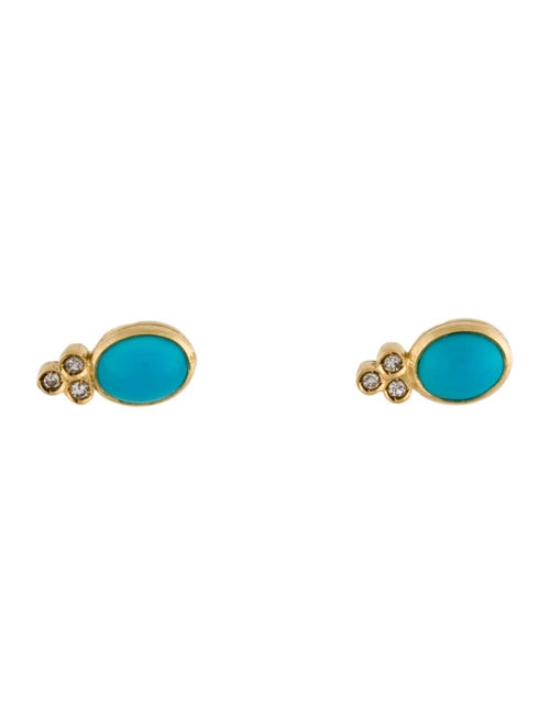 Earrings 18K Turquoise & Diamond Stud Earrings
