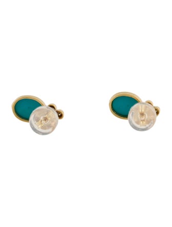 Earrings 18K Turquoise & Diamond Stud Earrings