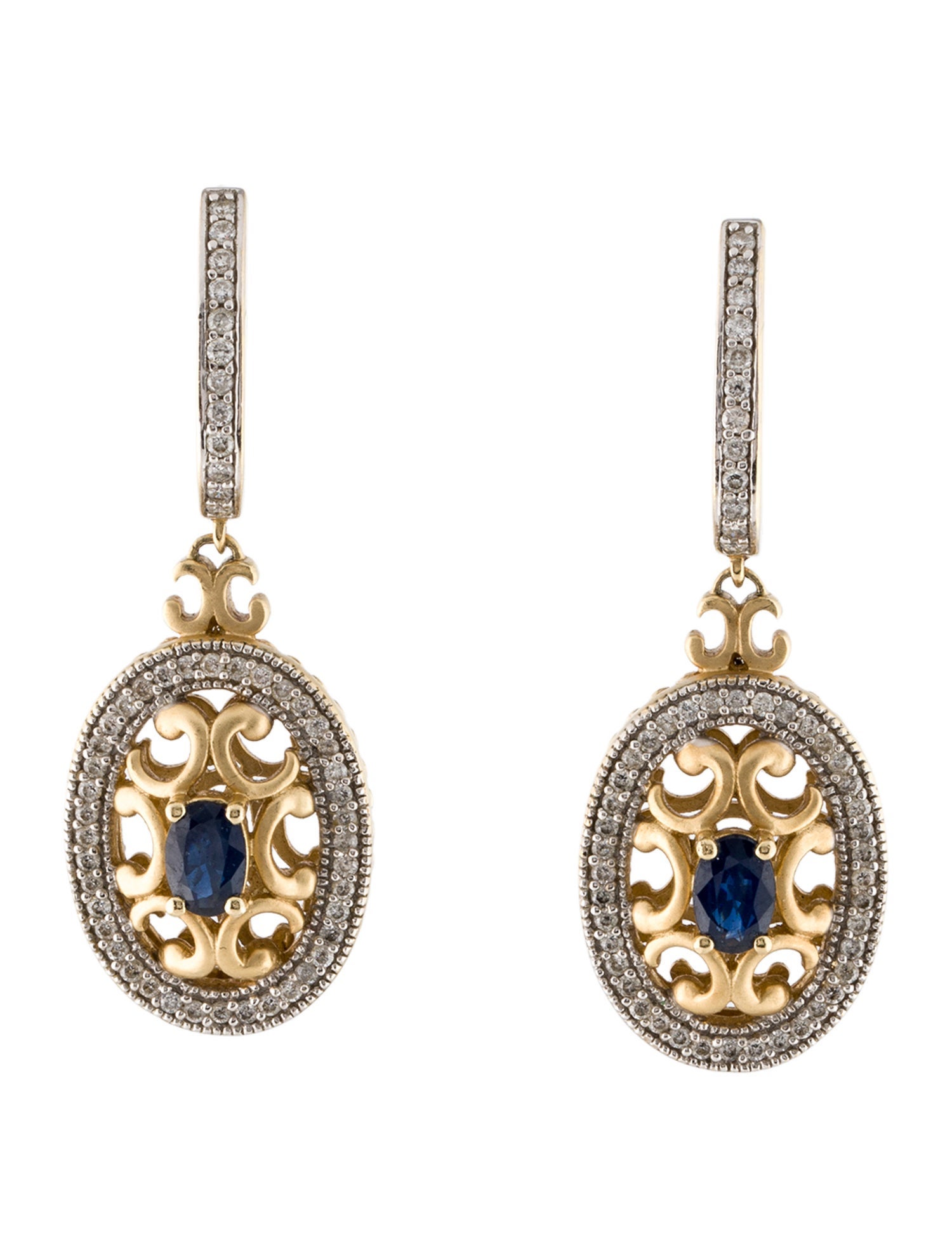 Earrings 14K 1.23ctw Sapphire & Diamond Drop Earrings
