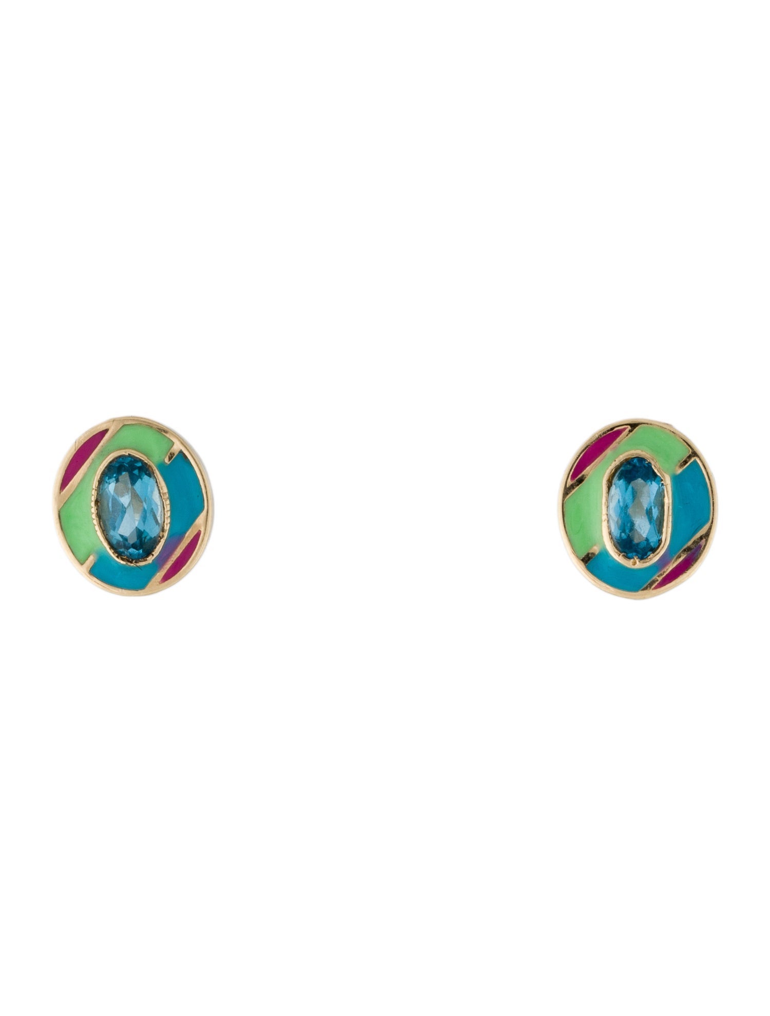 Earrings 14K Topaz Enamel Stud Earrings