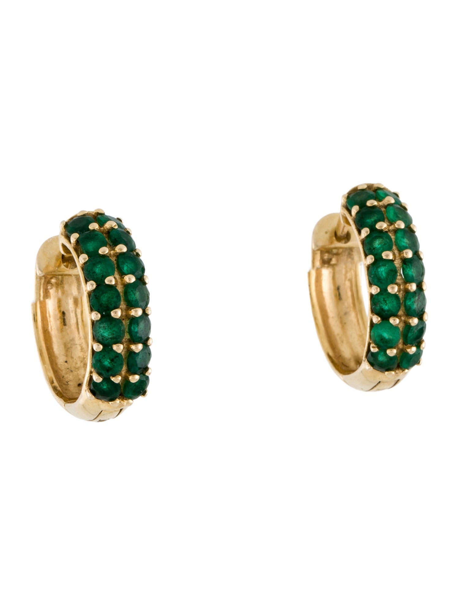 Earrings 14K 1.40ctw Emerald Hoop Earrings