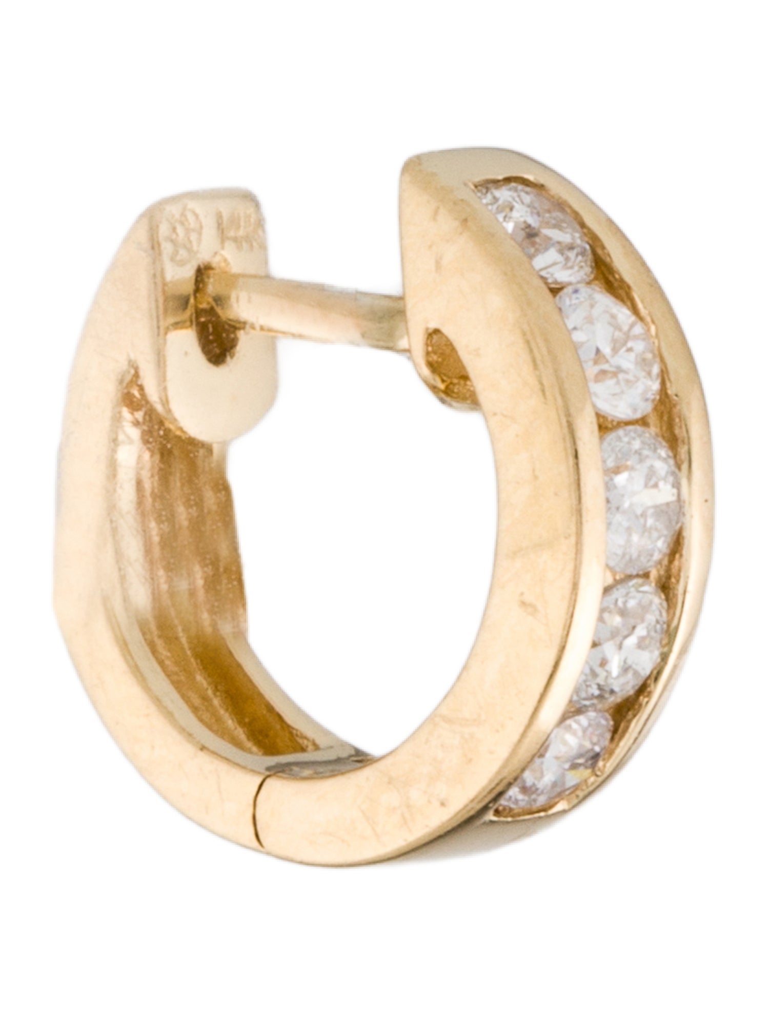 Earrings 14K Diamond Single Huggie Earring