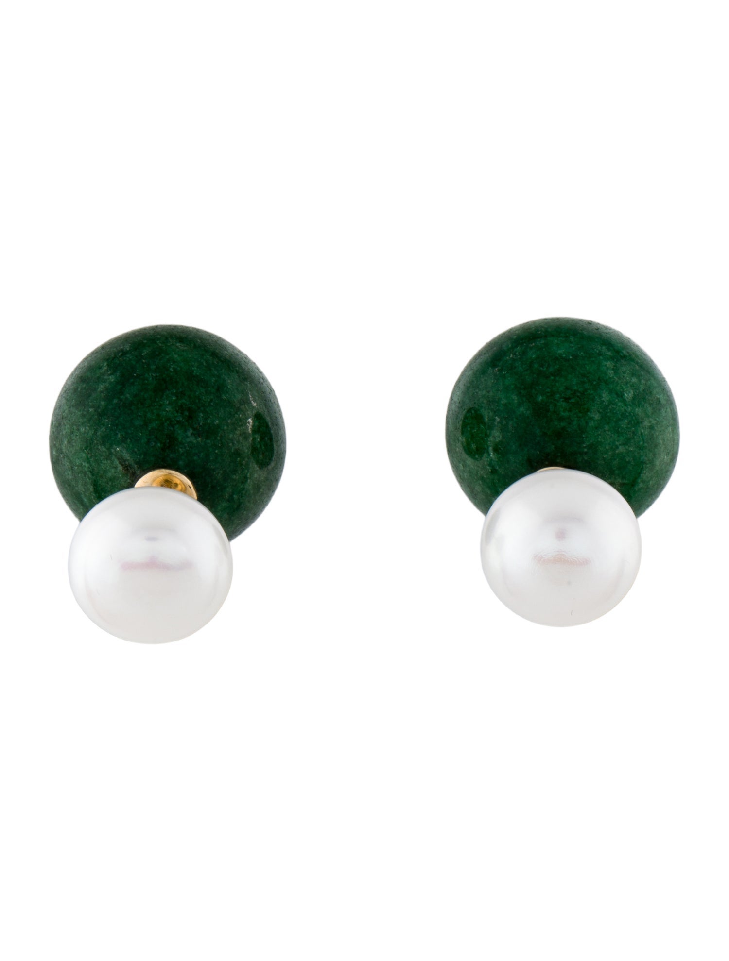 Earrings 14K Pearl & Dyed Quartzite Ball Stud