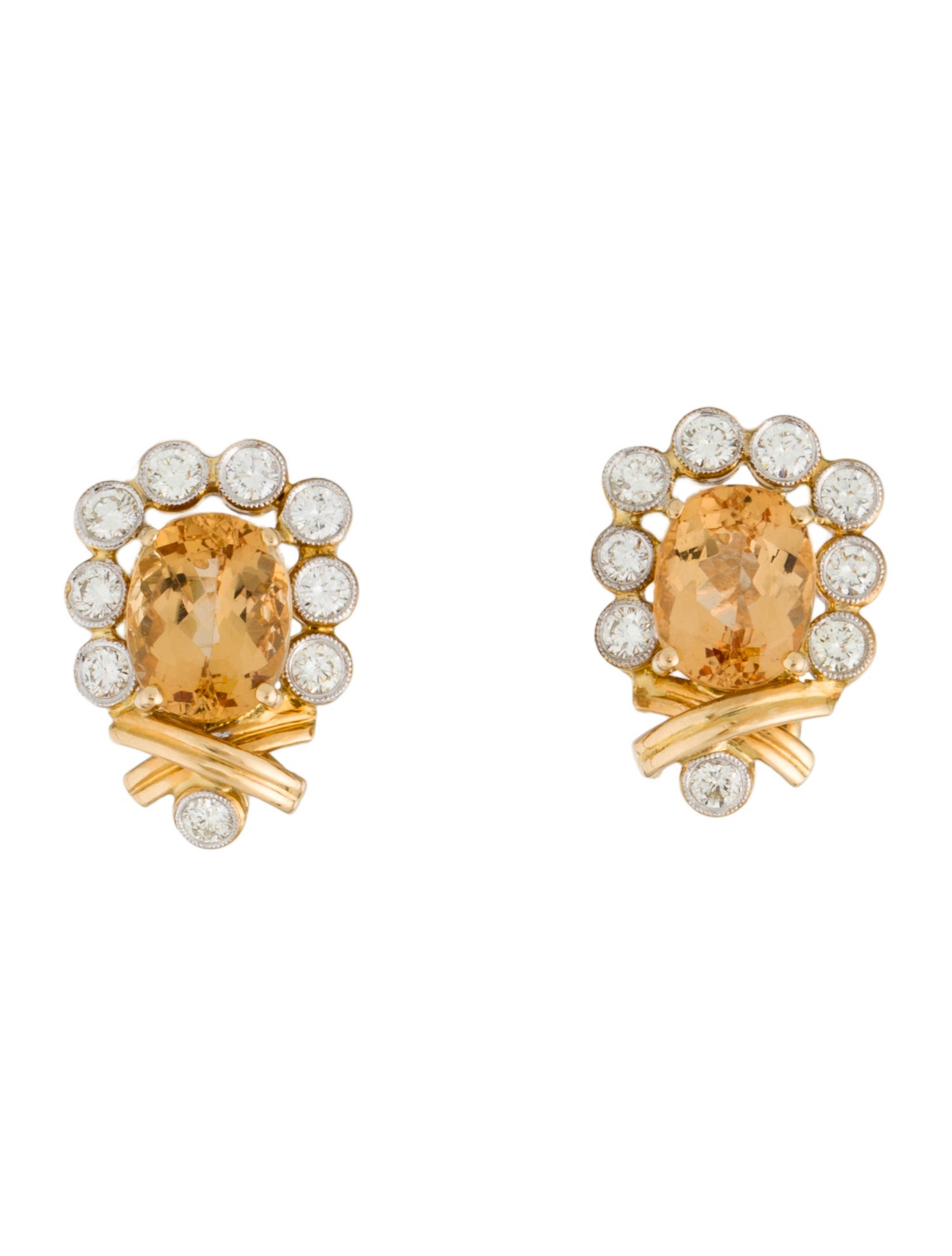 Earrings 18K Topaz & Diamond Earclips