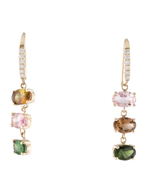 Earrings 14K 2.28ctw Tourmaline & Diamond Drop Earrings