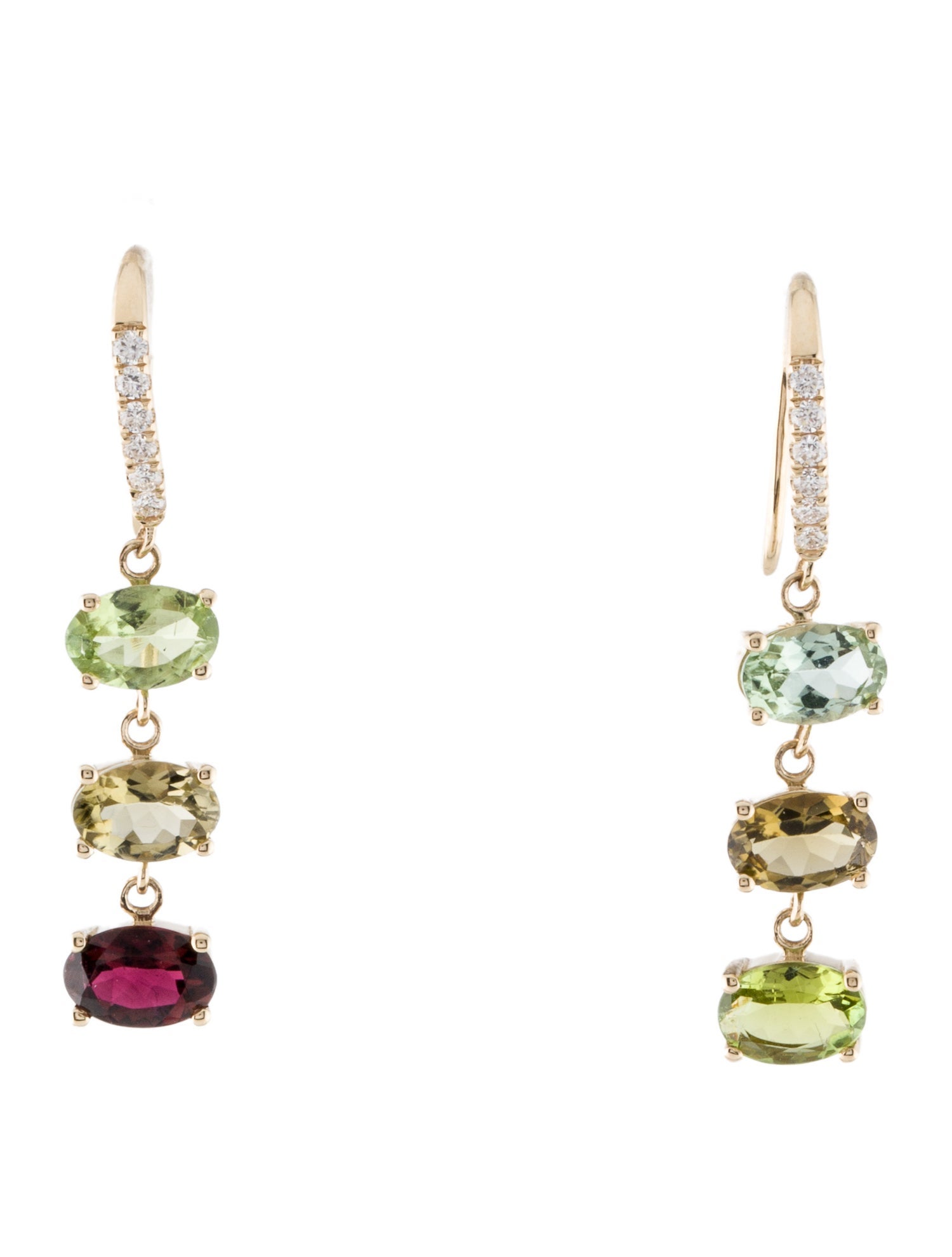 Earrings 14K 2.53ctw Tourmaline & Diamond Drop Earrings