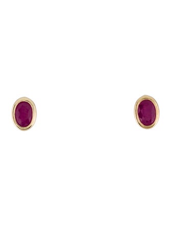 Earrings 14K 1.32ctw Ruby Solitaire Stud Earrings