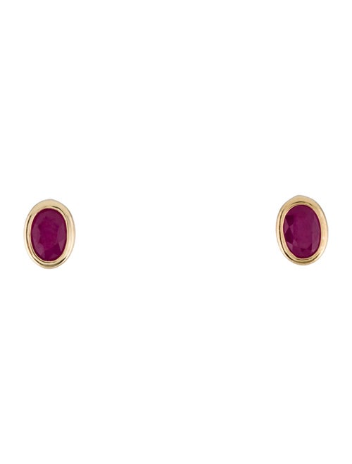 Earrings 14K 1.32ctw Ruby Solitaire Stud Earrings