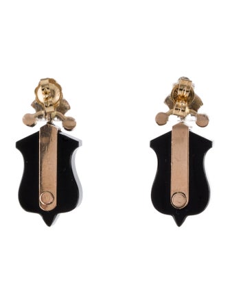 Earrings Victorian 14K Pearl & Onyx Drop Earrings