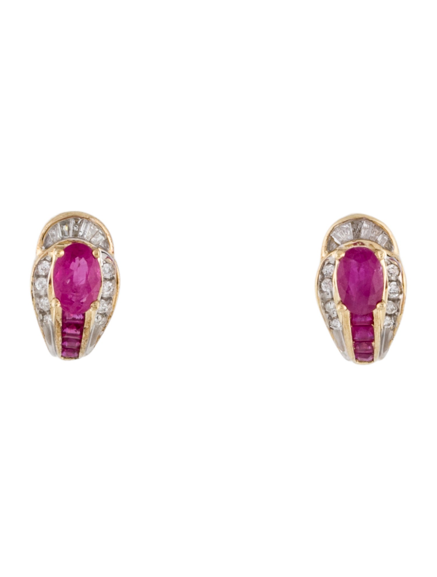 Earrings 10K Ruby & Diamond Huggie