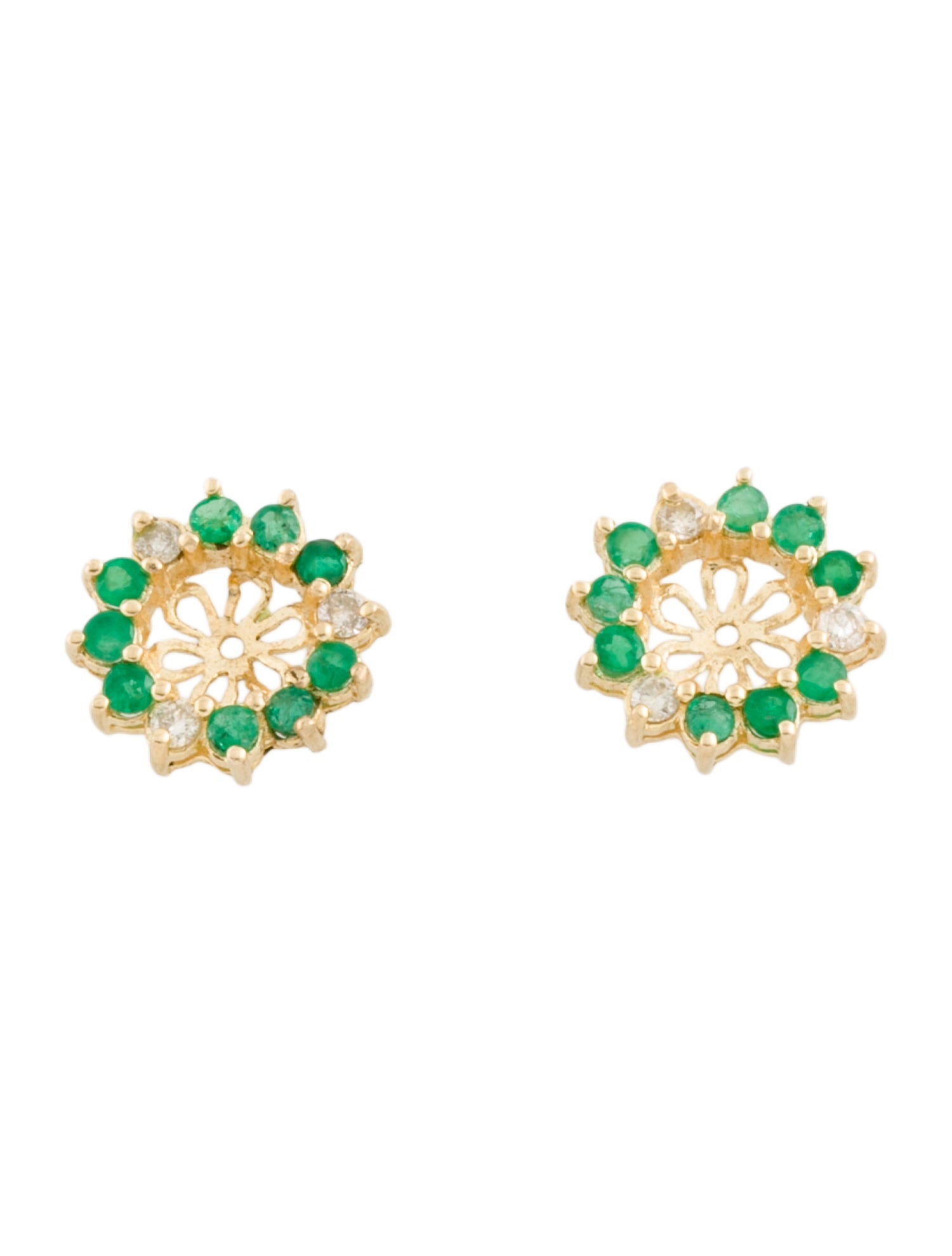 Earrings 14K Emerald & Diamond Earring Jackets