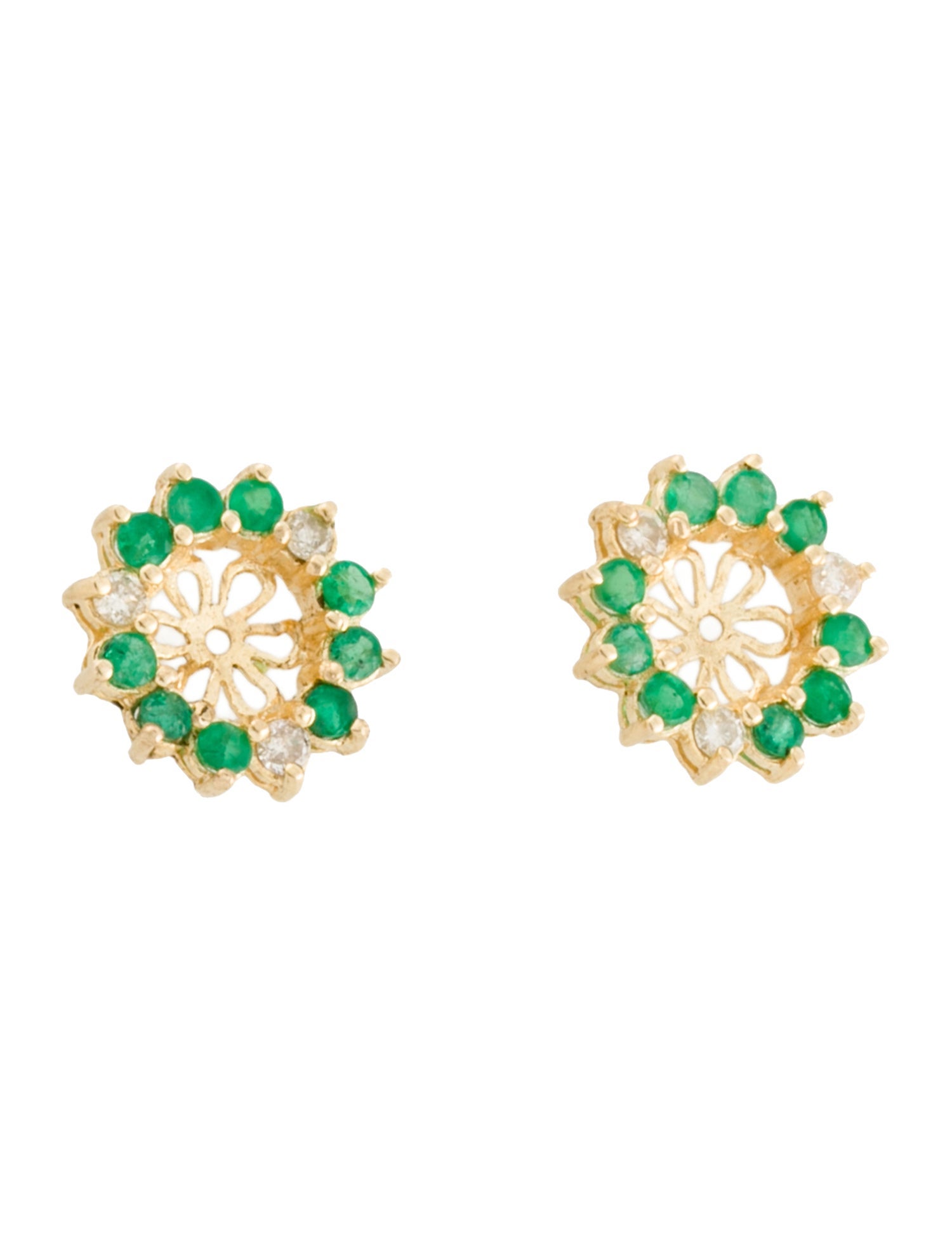Earrings 14K Emerald & Diamond Earring Jackets