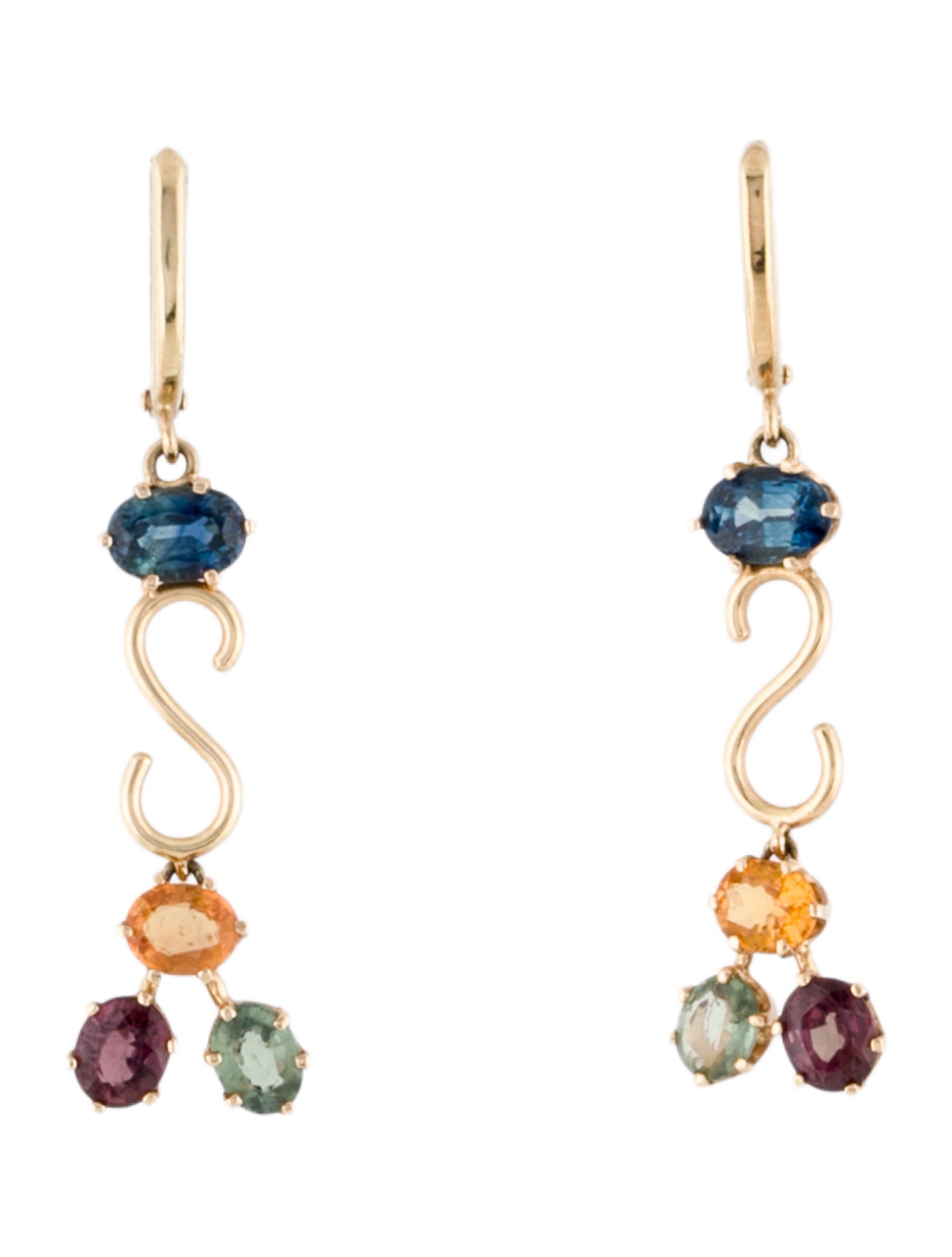 Earrings 14K Sapphire & Ruby Drop Earrings