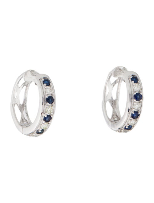 Earrings 14K Diamond & Sapphire Huggie Earrings