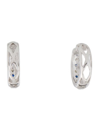 Earrings 14K Diamond & Sapphire Huggie Earrings