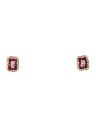 Earrings 14K Ruby & Diamond Stud Earrings