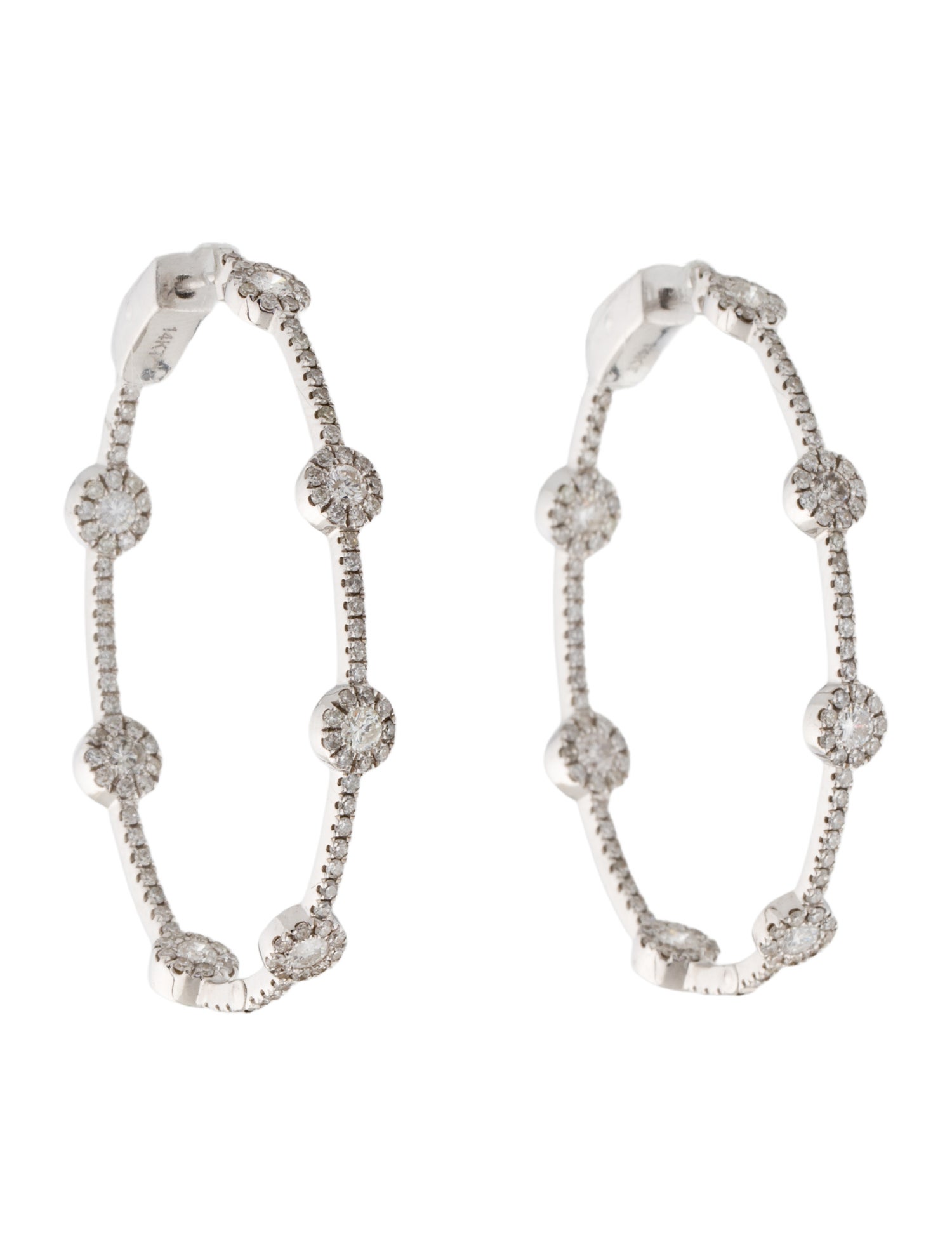 Earrings 14K 2.80ctw Diamond Inside Out Hoop