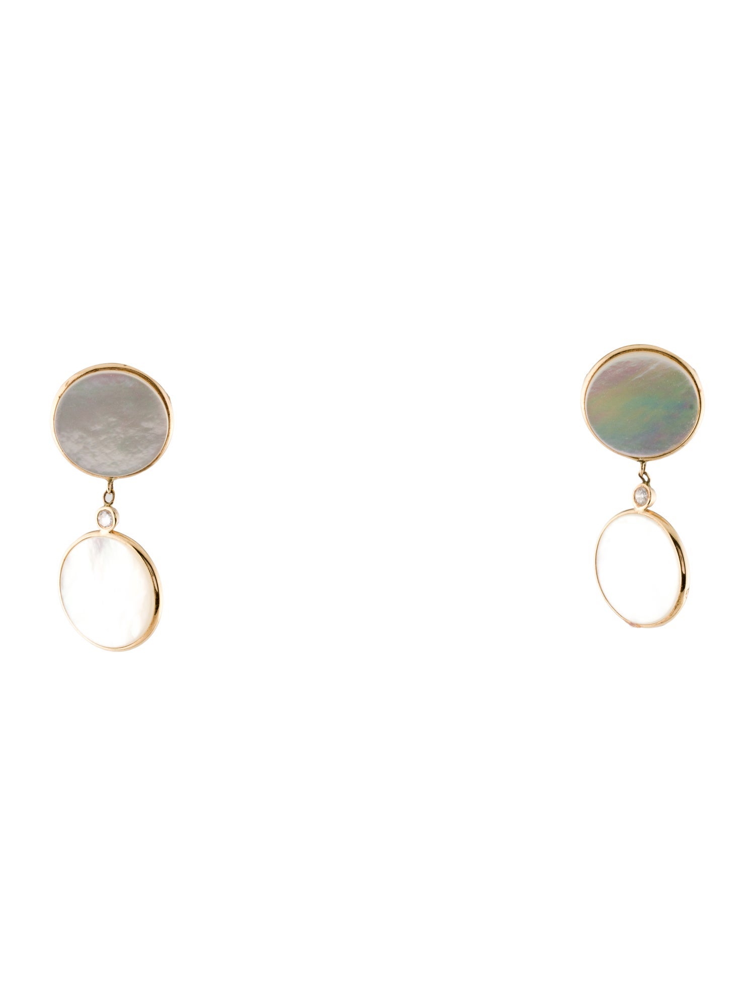 Earrings 14K Mother Of Pearl & Diamond Drop Earrings