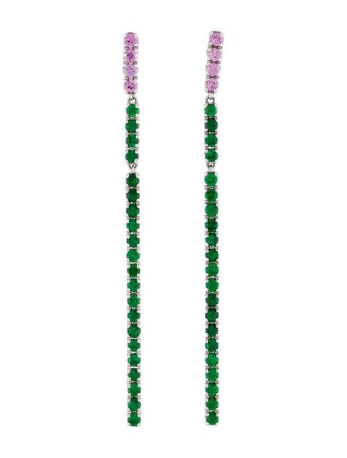 Earrings Haruni 18K Tsavorite & Sapphire Line Drop Earrings