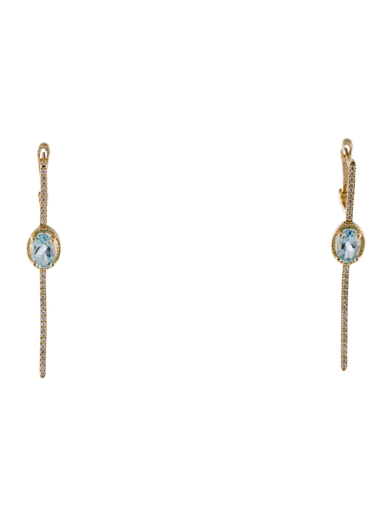 Earrings 14K Blue Topaz & Diamond Drop