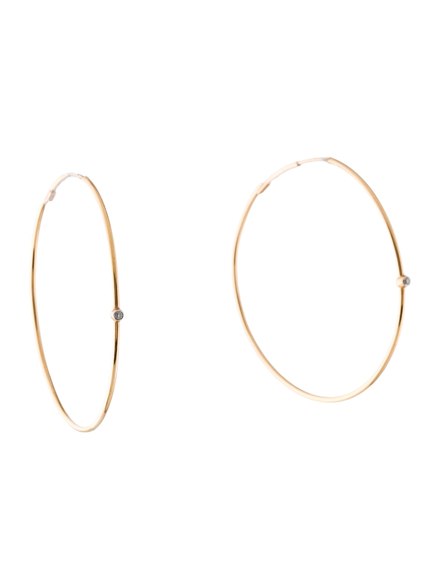 Earrings Charles Garnier 18K Diamond Thin Hoop Earrings