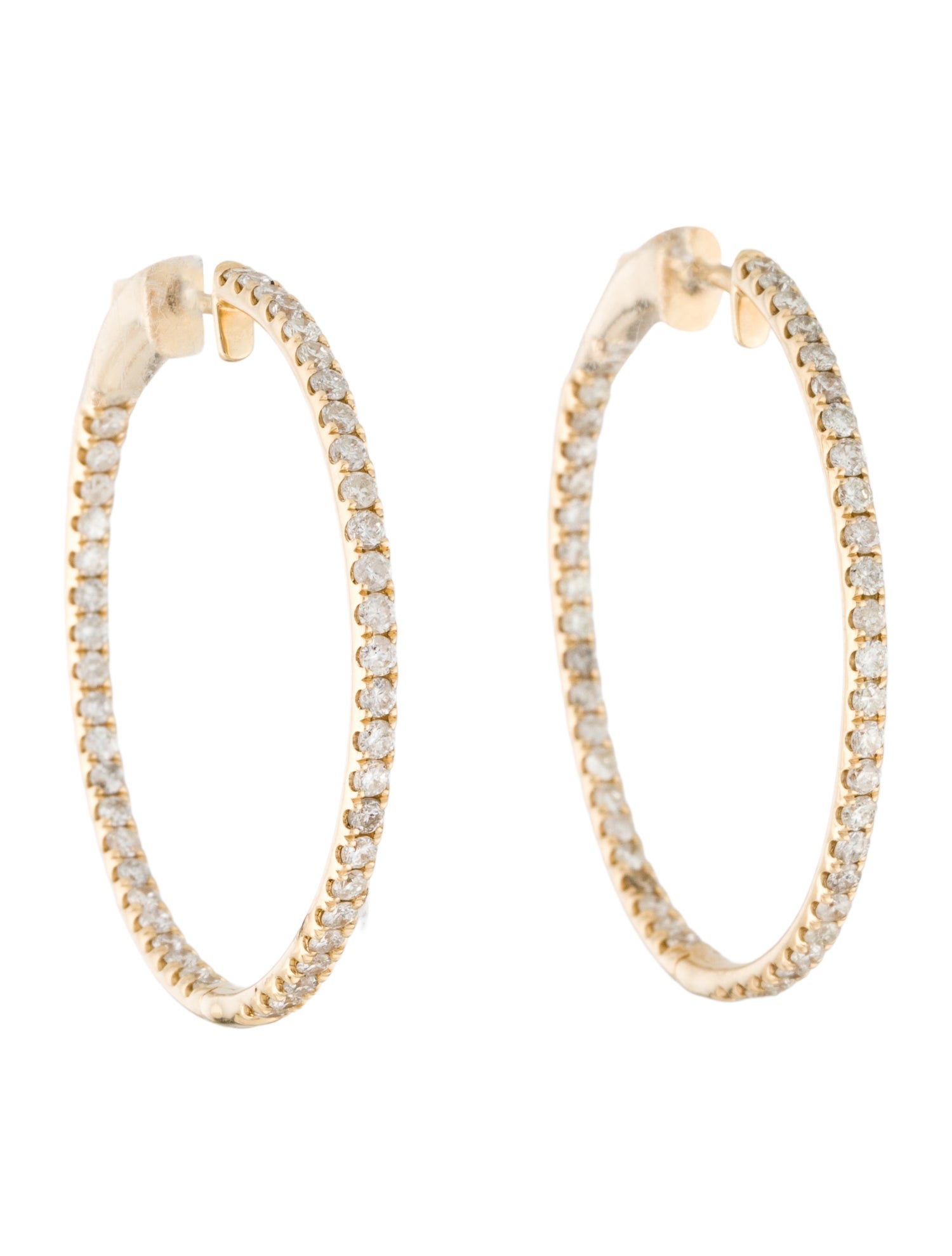 Earrings 14K 2.00ctw Diamond Inside-Out Hoop