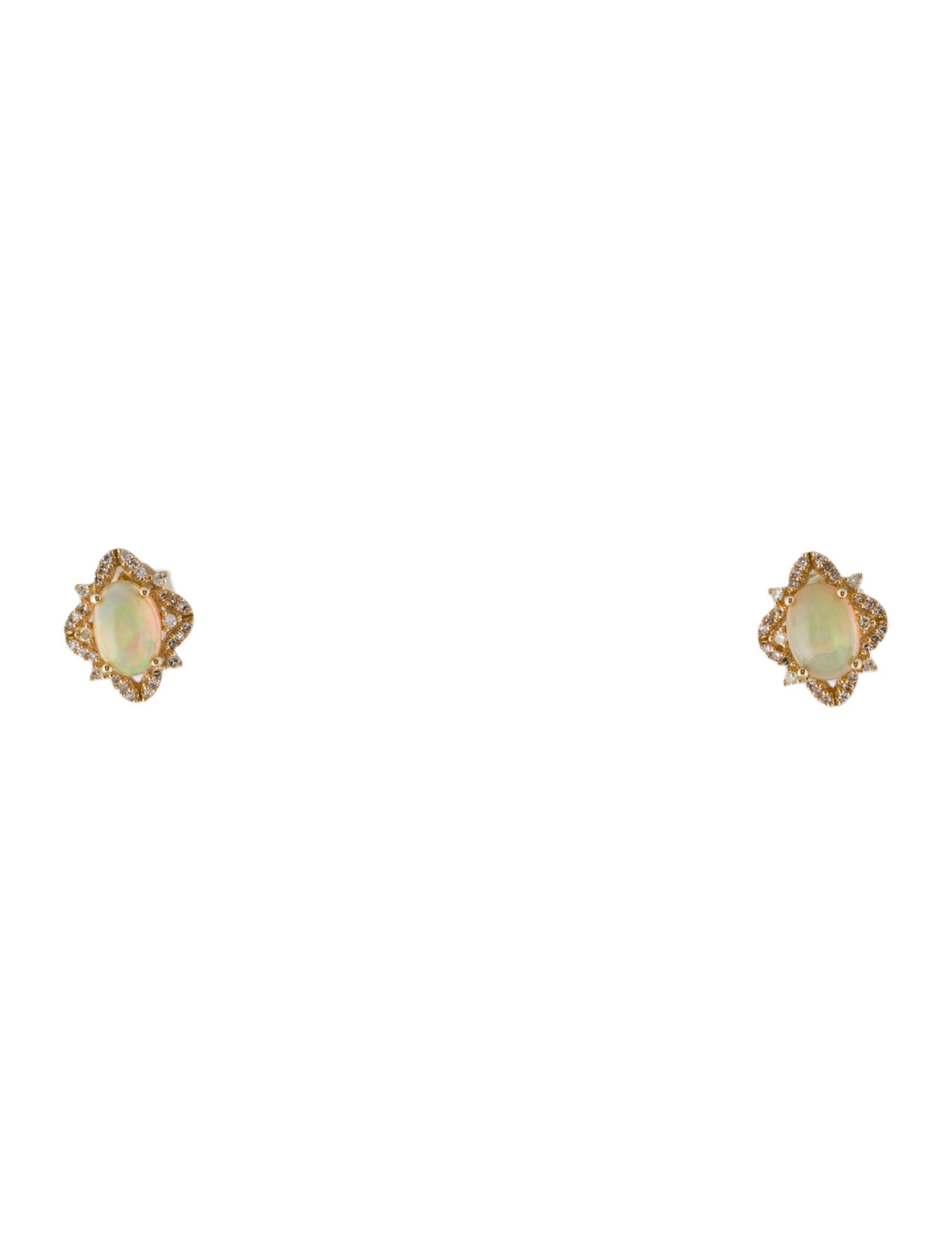 Earrings 14K 1.02ctw Opal & Diamond Stud Earrings